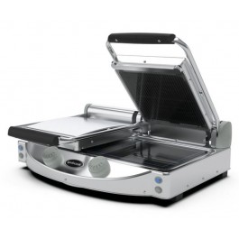 PIASTRA DOPPIA CON CONTROLLO MANUALE CON PIANO SUP. RIGATO NERO E PIANO INF. LISCIO NERO MOD. SP 020 PR