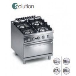 CUCINA 4 FUOCHI A GAS CON FORNO A GAS GN 2/1 SERIE 90 SOLUTION K4GCU10FFS