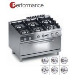 CUCINA 6 FUOCHI A GAS CON FORNO MAXI 105x53 SERIE 90 PERFORMANCE K4GCU15FMP