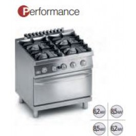 CUCINA 4 FUOCHI A GAS CON FORNO A GAS 2/1 GN SERIE 700 PERFOMANCE K7GCUP10FF