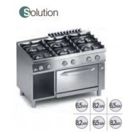 CUCINA 6 FUOCHI A GAS C/FORNO ELETTRICO GN1/1 E  VANO PORTA SERIE 70 SOLUTION K7MCUS15F1