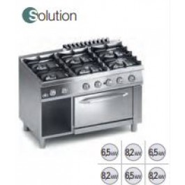 CUCINA 6 FUOCHI A GAS C/FORNO A GAS GN1/1 E VANO PORTA SERIE 70 SOLUTION K7GCUS15F1