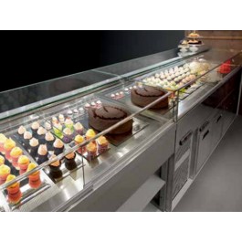 BANCO VENDITA VETRINA DROP IN PRALINE CON CASTELLO VETRI CHIUSO SENZA PANNELLATURA MIS. L252XP81,5XH120 UC