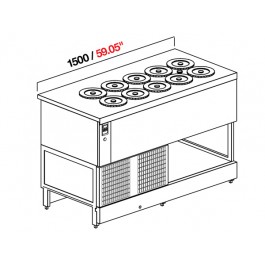 BANCO POZZETTO GELATO A GLICOLE DA 150 CM CON 10 CARAPINE SENZA RISERVA (SENZA PANNELLATURA) UC