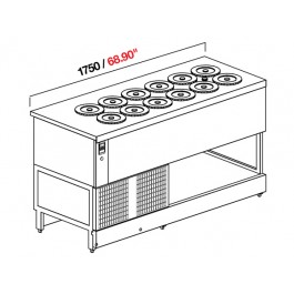 BANCO POZZETTO GELATO A GLICOLE DA 175 CM CON 12 CARAPINE SENZA RISERVA (SENZA PANNELLATURA) UC