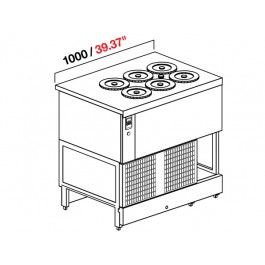 BANCO POZZETTO GELATO A GLICOLE DA 100 CM CON 6 CARAPINE SENZA RISERVA (SENZA PANNELLATURA) UC