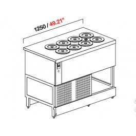 BANCO POZZETTO GELATO A GLICOLE DA 125 CM CON 8 CARAPINE SENZA RISERVA (SENZA PANNELLATURA) UC