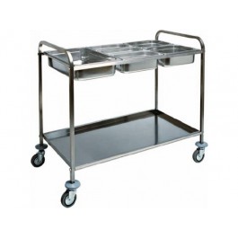 CARRELLO DI SERVIZIO INOX PORTABACINELLE 2 GN 1/1 CA 1386