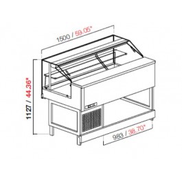 VETRINA STATICA MOD. MIX L 150 H 115,1 VETRO BASSA DRITTO SENZA PANNELLATURA UC