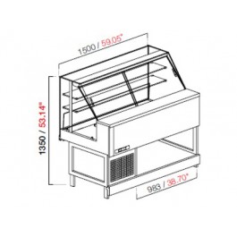 VETRINA STATICA MOD. MIX L 125 H 135 VETRO ALTO DRITTO SENZA PANNELLATURA UC