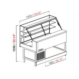 VETRINA STATICA MOD. MIX L 100 H 135 VETRO ALTO DRITTO SENZA PANNELLATURA UC