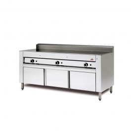 CUOCIPIADA A GAS SU VANO CON ANTE INOX mod CP12 CON PIANO IN FERRO 