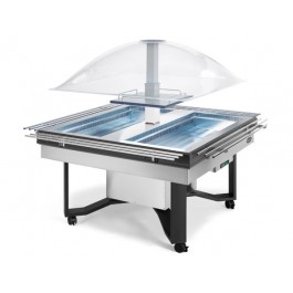 ESPOSITORE REFRIGERATO DA BUFFET MOD. CUPOLA INOX CON MENSOLE