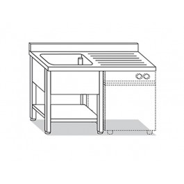 LAVELLO 1 VASCA SU 4 GAMBE A SBALZO E RIPIANO DI FONDO + GOCC.  L140xP70xH85 LLD.14