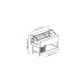 VETRINA STATICA MOD. MIX L 125 H 115,1 VETRO BASSA DRITTO SENZA PANNELLATURA UC