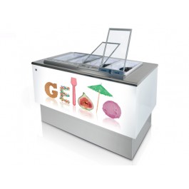 BANCO A POZZETTO GELATO VENTILATO MOD. FAST PANORAMA 6 FORI DA 110 CM UC