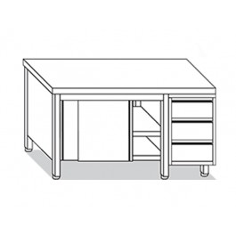 TAVOLO ARMADIATO C/CASSETTIERA PORTE SCORREVOLI L160XP60XH85 mod.TSC6.16