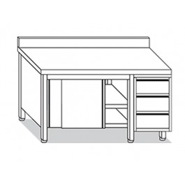TAVOLO ARMADIATO C/ALZATINA E CASSETT PORTE SCORR L140XP60XH85 mod.TSC6.14A