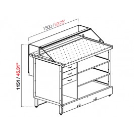 VETRINA MIX PIZZA NEUTRA VETRO BASSO DRITTO H 115,1 L 150 UC