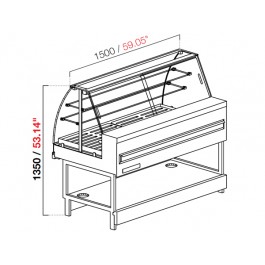 VETRINA MIX PANE NEUTRA VETRO ALTO CURVO L 100