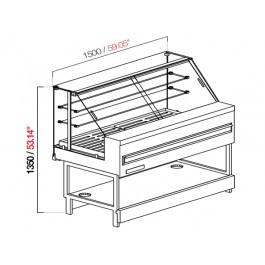 VETRINA MIX PANE NEUTRA VETRO ALTO DRITTO L 100