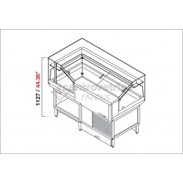 VETRINA MIX SNACK FREDDO STATICO TERMINALE 90° VETRO ALTO DRITTO UC