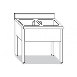 LAVELLO SU GAMBE 2 VASCHE  L140XP70XH85 LA.14