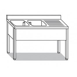 LAVELLO SU GAMBE 2 VASCHE CON GOCCIOLATOIO  L140XP60XH85 LAD62.14