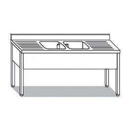 LAVELLO SU GAMBE 2 VASCHE CON 2 GOCCIOLATOI  L200XP70XH85 LAG.20