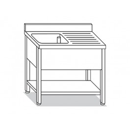 LAVELLO SU GAMBE CON RIPIANO 1 VASCA CON GOCC. L120XP60XH85 LRD6.12