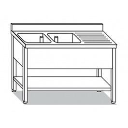 LAVELLO SU GAMBE 2 VASCHE CON GOCC. L160XP60XH85 LRD6.16
