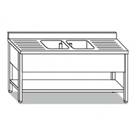 LAVELLO  SU GAMBE 2 VASCHE CON 2 GOCC. L190XP70XH85 LRG.19