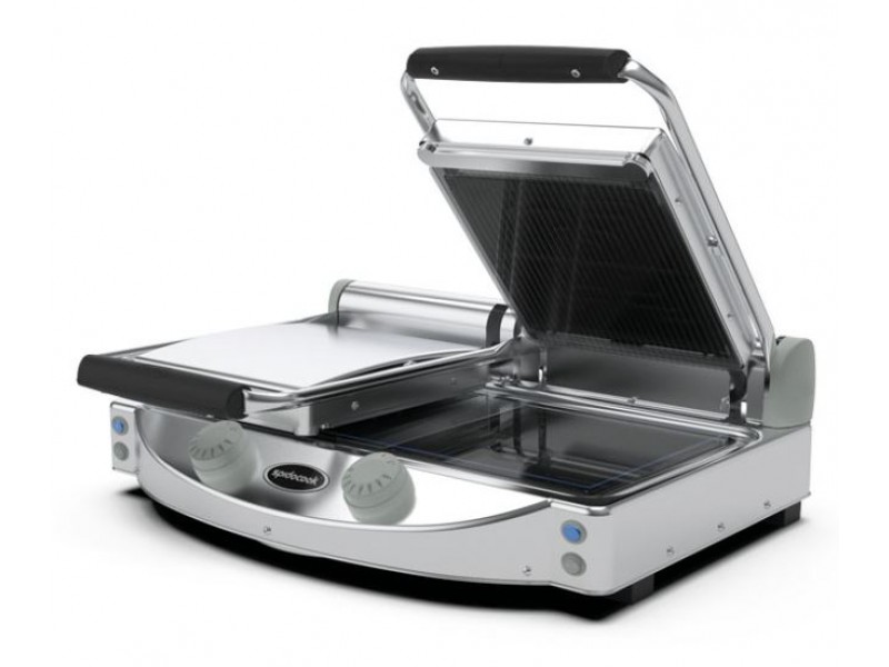 PIASTRA DOPPIA CON CONTROLLO MANUALE CON PIANO SUP. RIGATO NERO E PIANO INF. LISCIO NERO MOD. SP 020 PR