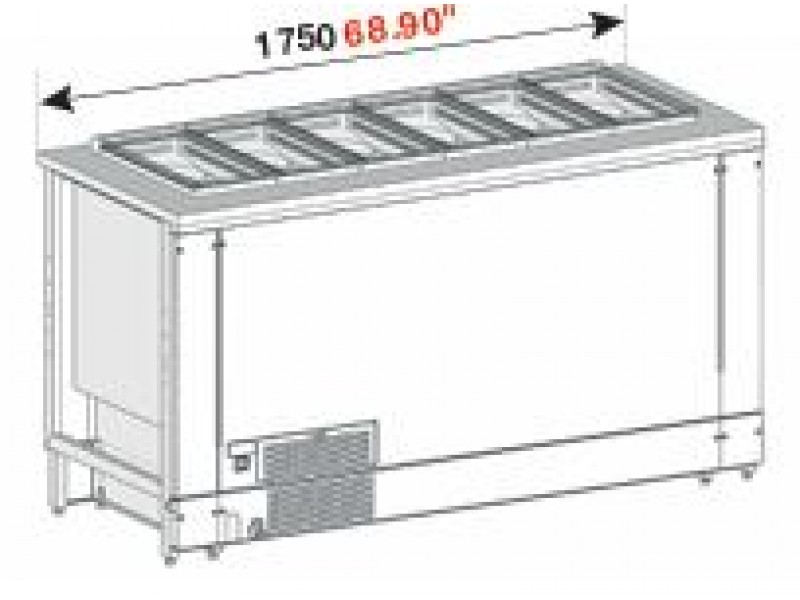 BANCO A POZZETTI GELATO VENTILATO MOD. PANORAMA  DA 175 CM 12 CARAPINE CON RISERVA UC