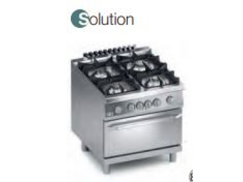 CUCINA 4 FUOCHI A GAS CON FORNO ELETTRICO GN 2/1 SERIE 90 SOLUTION K4MCU10FFS