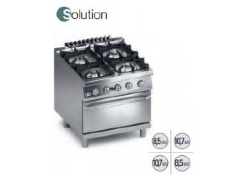 CUCINA 4 FUOCHI A GAS CON FORNO A GAS GN 2/1 SERIE 90 SOLUTION K4GCU10FFS