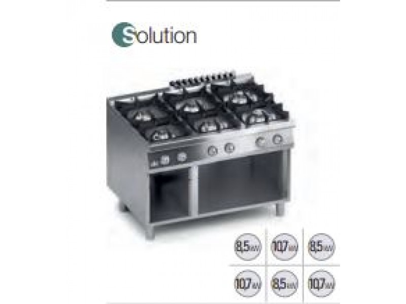 CUCINA 6 FUOCHI A GAS VANO A GIORNO SERIE 90 SOLUTION K4GCU15VVS