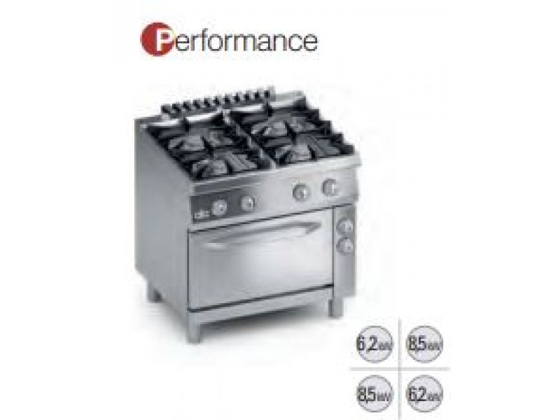 CUCINA 4 FUOCHI GAS + FORNO ELETTRICO VENTILATO 1/1 GN SERIE 700 PERFORMANCE K7MCUP10FV