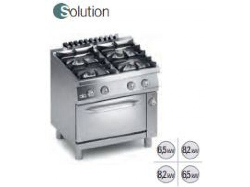 CUCINA 4 FUOCHI A GAS CON FORNO ELETTRICO GN 1/1 SERIE 70 SOLUTION C2MCU10FF