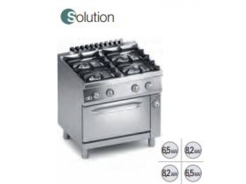 CUCINA 4 FUOCHI A GAS CON FORNO A GAS GN 1/1 SERIE 70 SOLUTION K7GCUS10F1