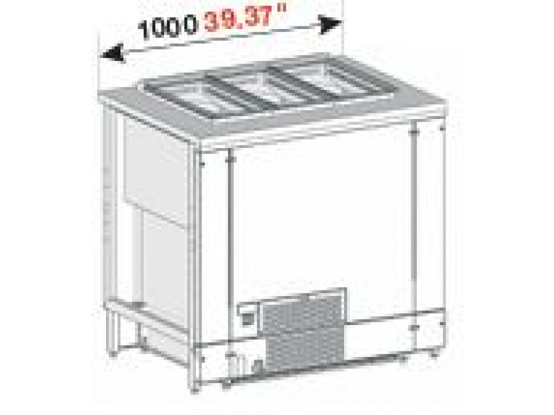 BANCO A POZZETTI GELATO VENTILATO MOD. PANORAMA  DA 100 CM 6 CARAPINE CON RISERVA UC