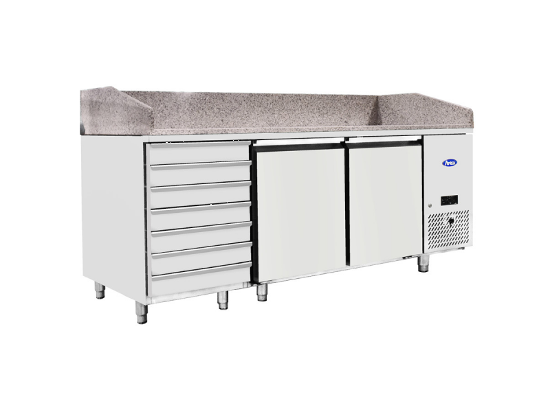 BANCO PIZZA CON 7 CASSETTI E 2 PORTE mod EPF3480-GR