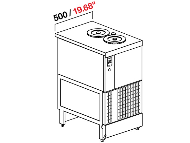 BANCO POZZETTO GELATO A GLICOLE DA 50 CM CON 2 CARAPINE SENZA RISERVA (SENZA PANNELLATURA)