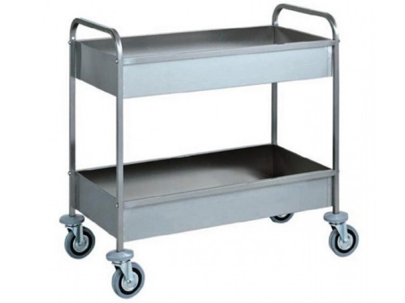 CARRELLO DI SERVIZIO INOX DA SBARAZZO 2 VASCHE L101 CA1389