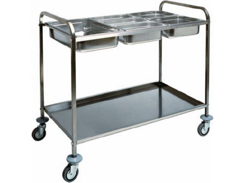 CARRELLO DI SERVIZIO INOX PORTABACINELLE 2 GN 1/1 CA 1386