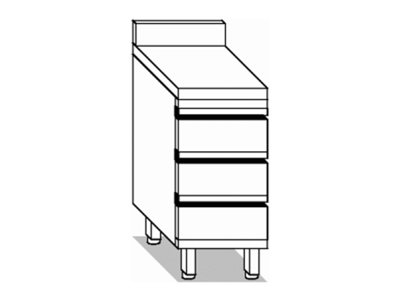 CASSETTIERA 3 CASSETTI CON ALZATINA L40XP60XH85