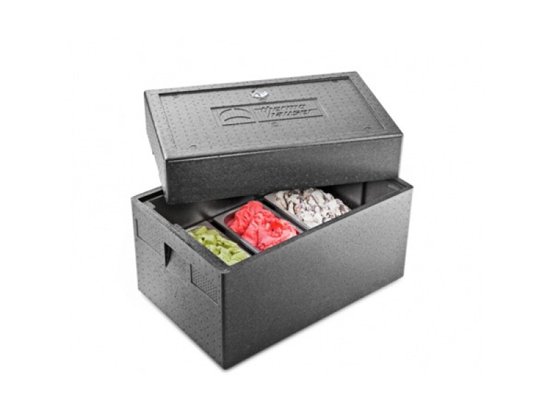 CONTENITORE ISOTERMICO PER VASCHETTE GELATO CON COPERCHIO ALTO mod KRBGE250