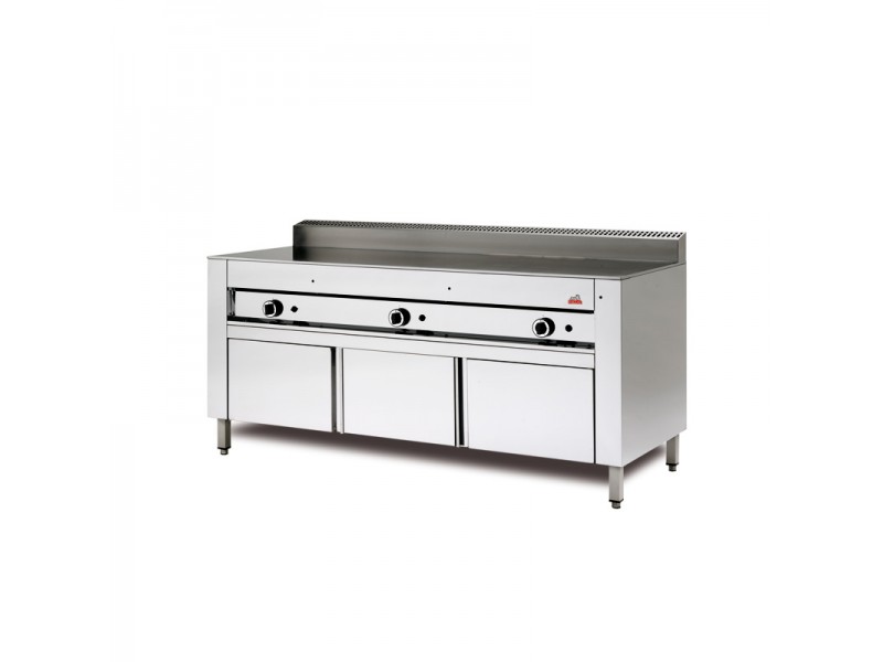 CUOCIPIADA A GAS SU VANO CON ANTE INOX mod CP12 CON PIANO IN FERRO 