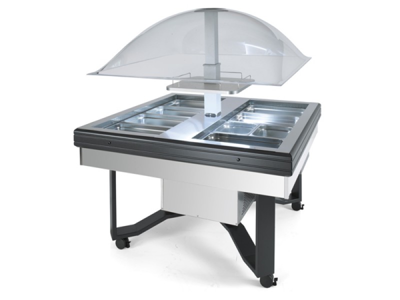 ESPOSITORE REFRIGERATO DA BUFFET MOD. CUPOLA INOX SENZA MENSOLE 