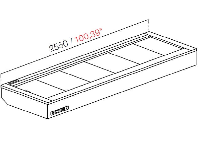 DROP IN DA INCASSO FREDDO VENTILATO SENZA VETRI SENZA PANNELLATURA MIS. L255XP82.2XH54.5